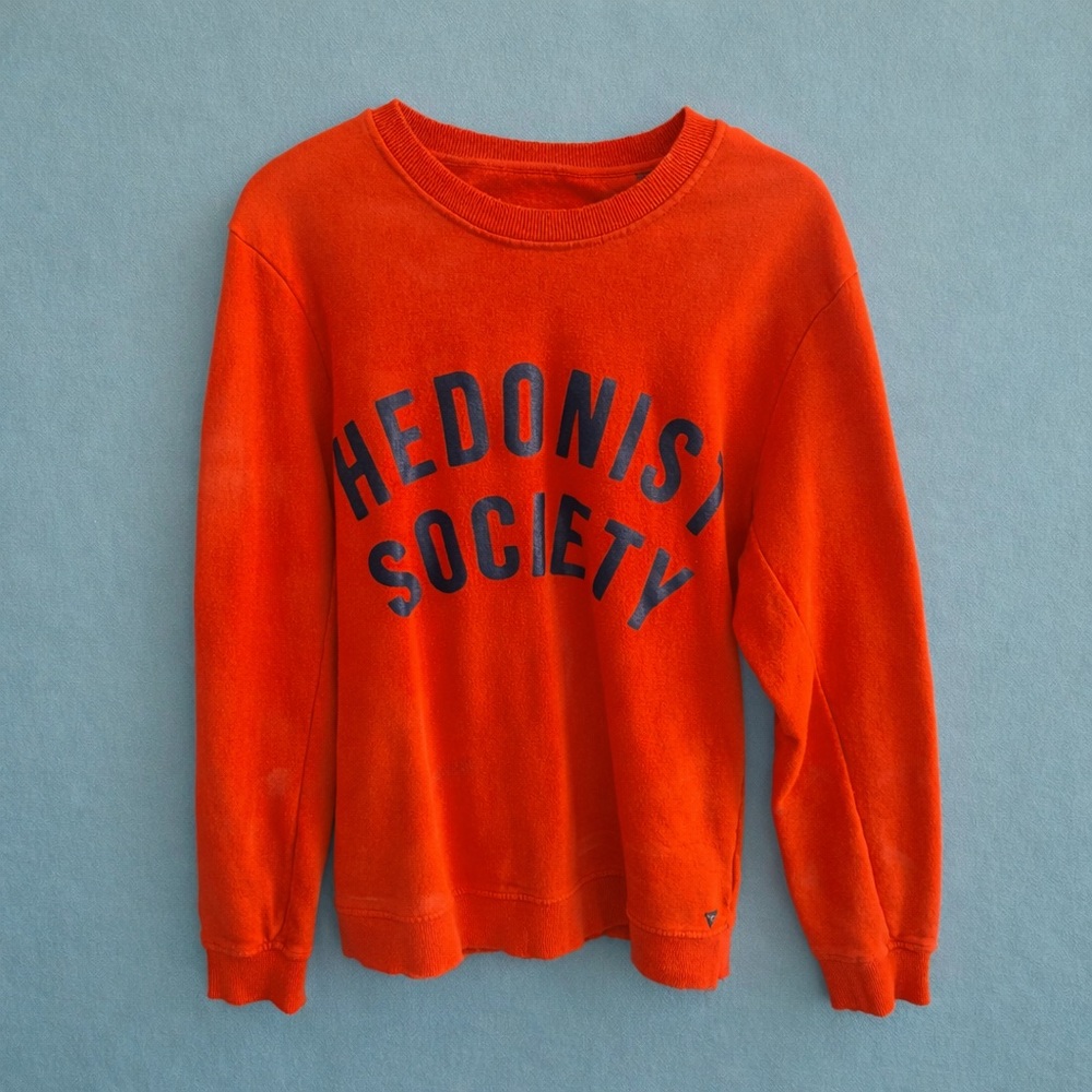 Scotch & Soda Orange "Hedonist Society" Crewneck Sweatshirt
